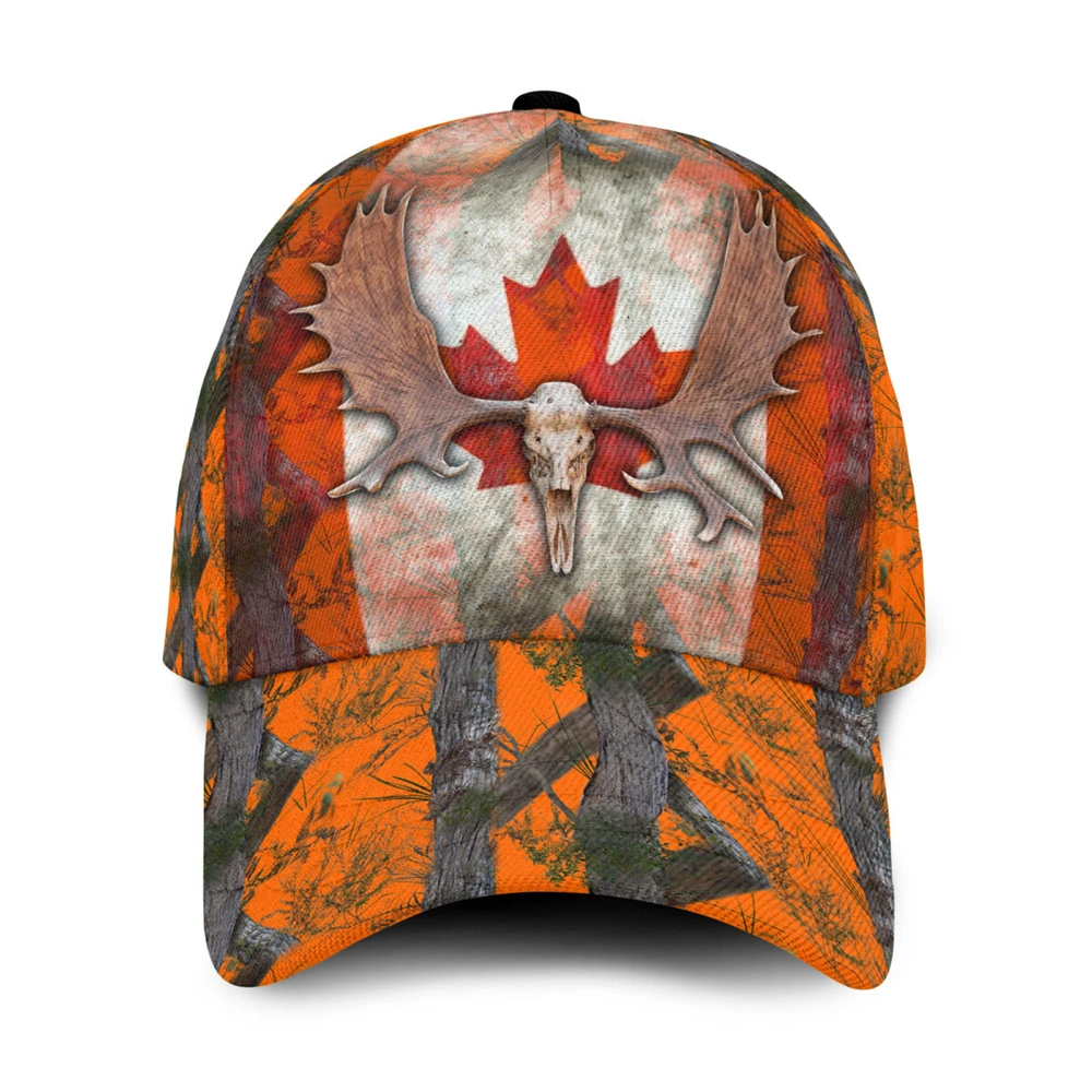 Canadian Moose Camouflage Baseball Cap with Maple Leaf Design Outdoor Hunting Hat for Men and Women Unisex Adjustable Sports Cap