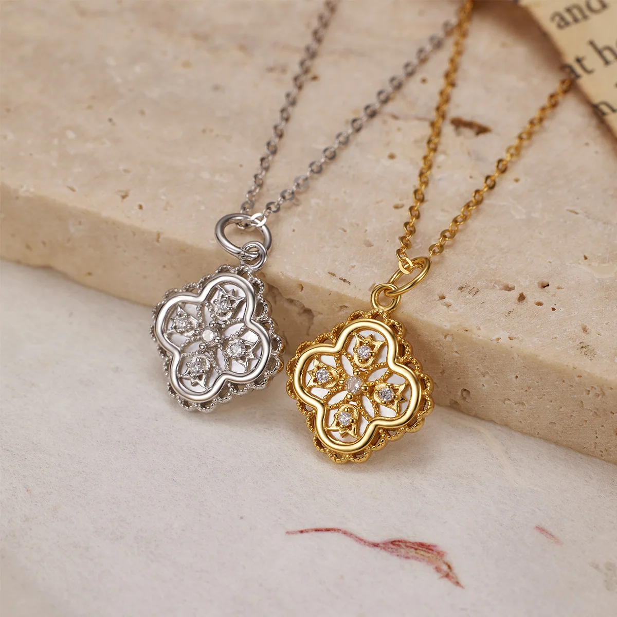 

GXGlint S925 Sterling Silver Simple Lace Clover Charm Clavicle Chain with Shell Inlay A High-End Designer Necklace Fine Jewelry