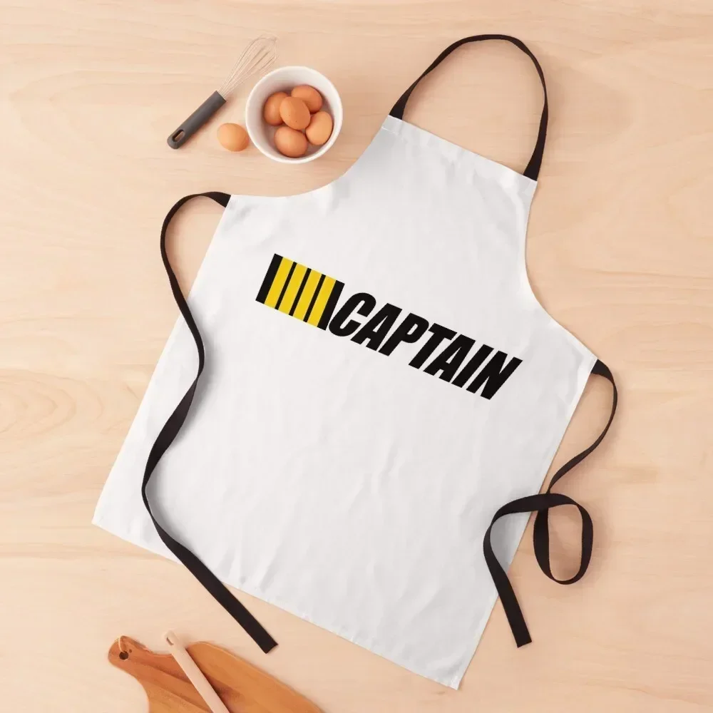 

Captain typography Pilot 4 gold Stripes on Black design Apron cooks clothes Women's For Home Accessories Apron