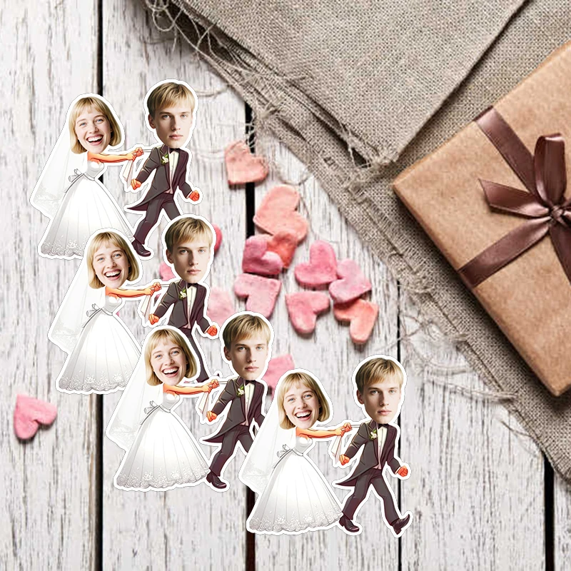 

20pcs Wedding Groom Bride Customization Two Avatar Stickers Happy Valentine's Day Engagement Banquet Party Decoration Supplies
