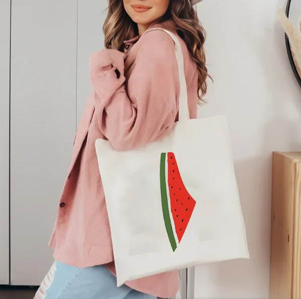 هذا ليس نمط البطيخ حمل حقيبة قماش حقائب كتف ضد الحرب المرأة حقيبة تسوق قابلة لإعادة الاستخدام أفضل هدية للسلام #2