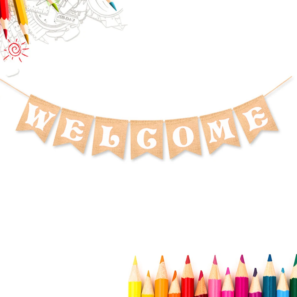 

Burlap Bunting Banners Welcome Sign Flag Party Garland Decoration Christmas Festival Baby Shower Wedding Banner Decoration