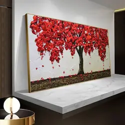 CHENISTORY immagine per numero con cornice albero rosso paesaggio disegno su tela pittura acrilica di grandi dimensioni per kit di numeri Home Dec