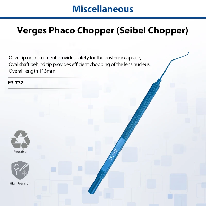 Verges Phaco Chopper Also Known As Seibel Chopper Titanium Alloy Ophthalmic Nucleus Chopper Eye Surgical Instrument
