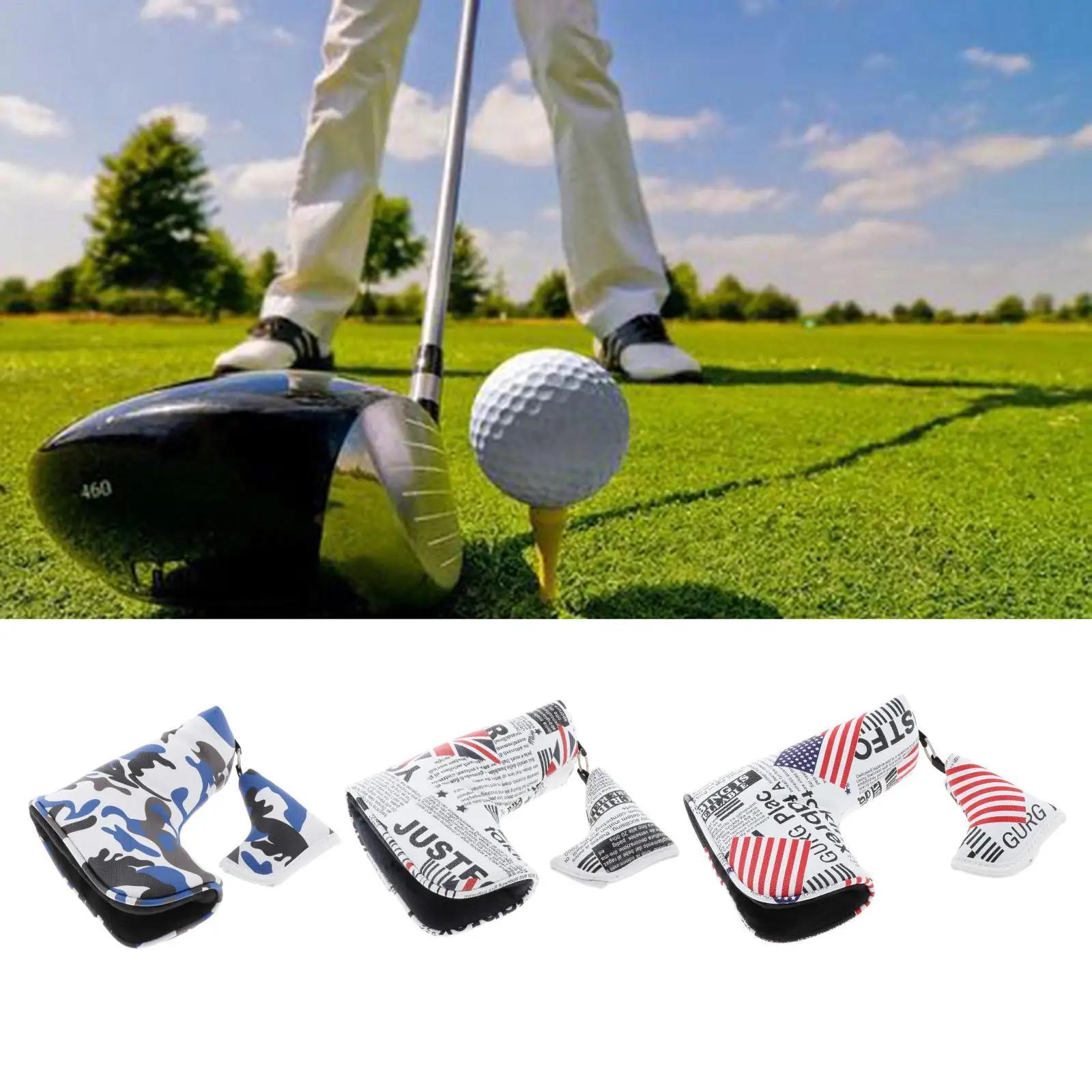 Golf Club Blade Putter Head Cover Magnetic Closure Synthetic Leather Creative