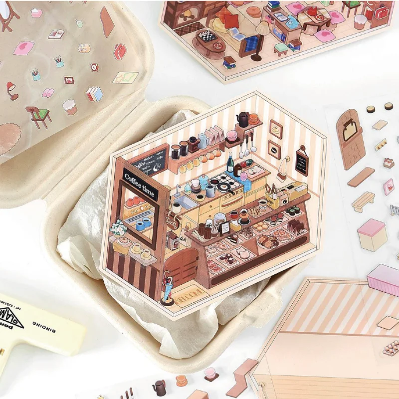 Mr Paper 12Pcs/bag sticker scene 2.5D scenery sticker stationery sticker kawaii DIY handbook entertainment image 3
