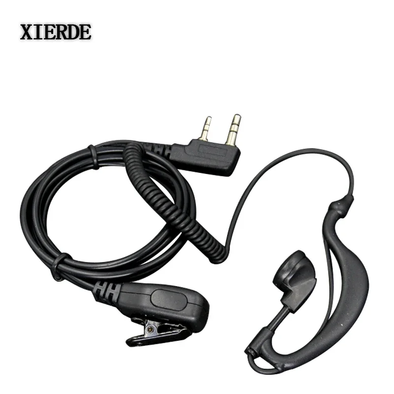 

2 pin Ear Hang Earpiece Mic walkie-talkie K head And PTT Thick Wire Headset For Baofeng Kenwood etc Radio