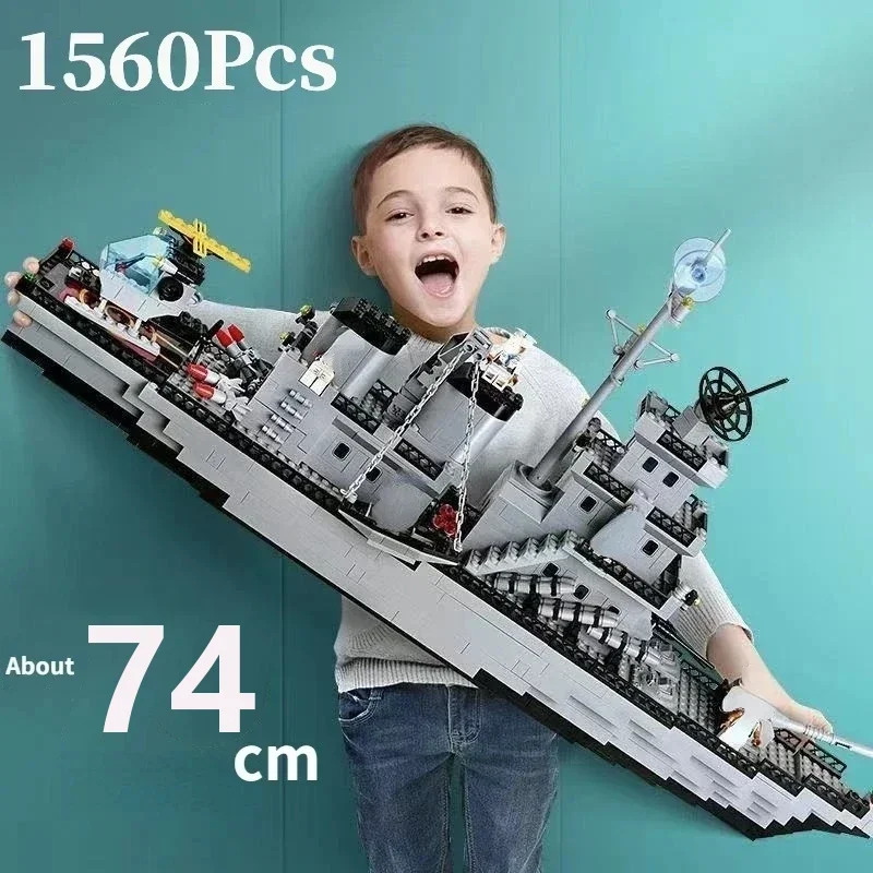 1560 pezzi modello di blocchi di costruzione navi da guerra costruzione corazzata esercito barca aereo mattoni giocattoli fai da te per bambini compleanno Natale