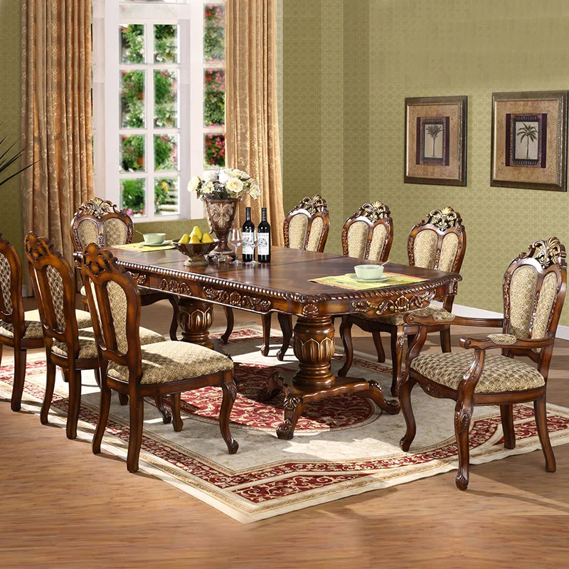 طقم كراسي طاولة طعام من الخشب الصلب الأوروبي، طاولة سحب مستطيلة قابلة للسحب، طقم طعام غربي، طاولة مربعة للفندق #2