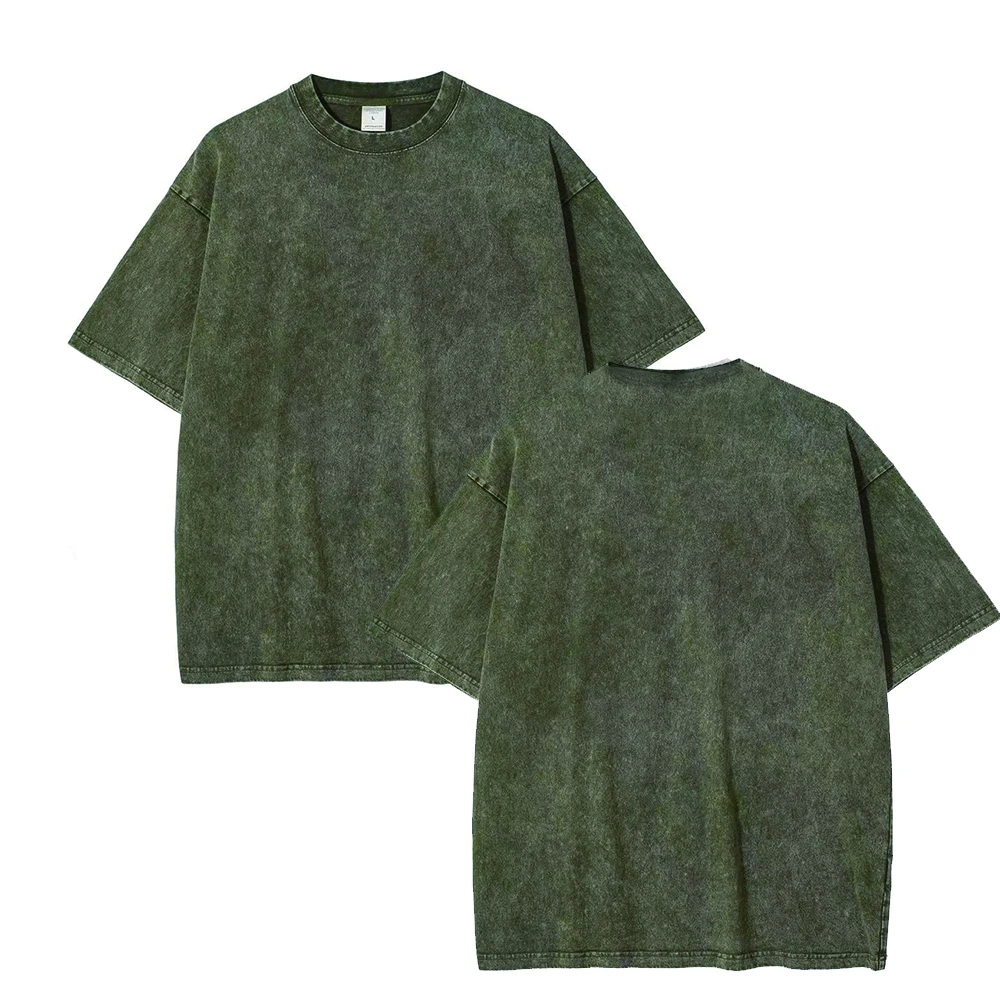 

2026 Men Summer T-shirt Heavy Cotton Vintage Washed T-Shirts Oversized Short Sleeve Loose Streetwear Short Sleeve Tops Tees