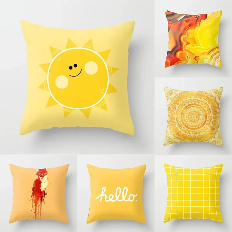 

45x45cm Geometric Yellow Giraffe Animal Design Throw Pillow Cover Sofa Office Seat Car Lumbar Cushion Home Decor