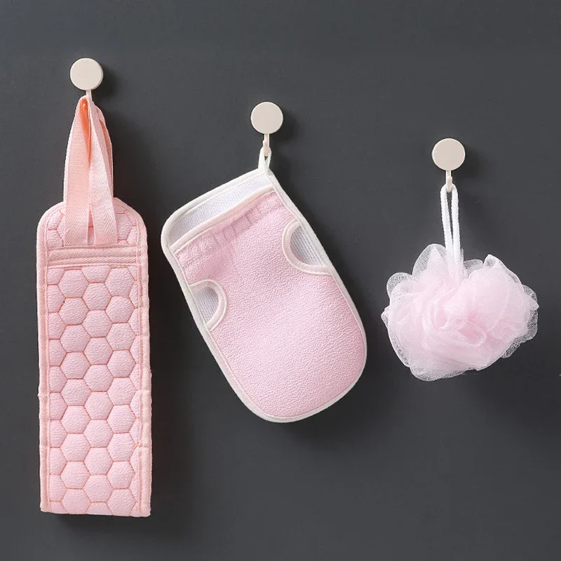 3Pcs Body Cleaning Washcloth Soft Brush Home Hotel Bathroom Shower Ball Back Scrubber Set Exfoliating Skin Towel Bath Gloves