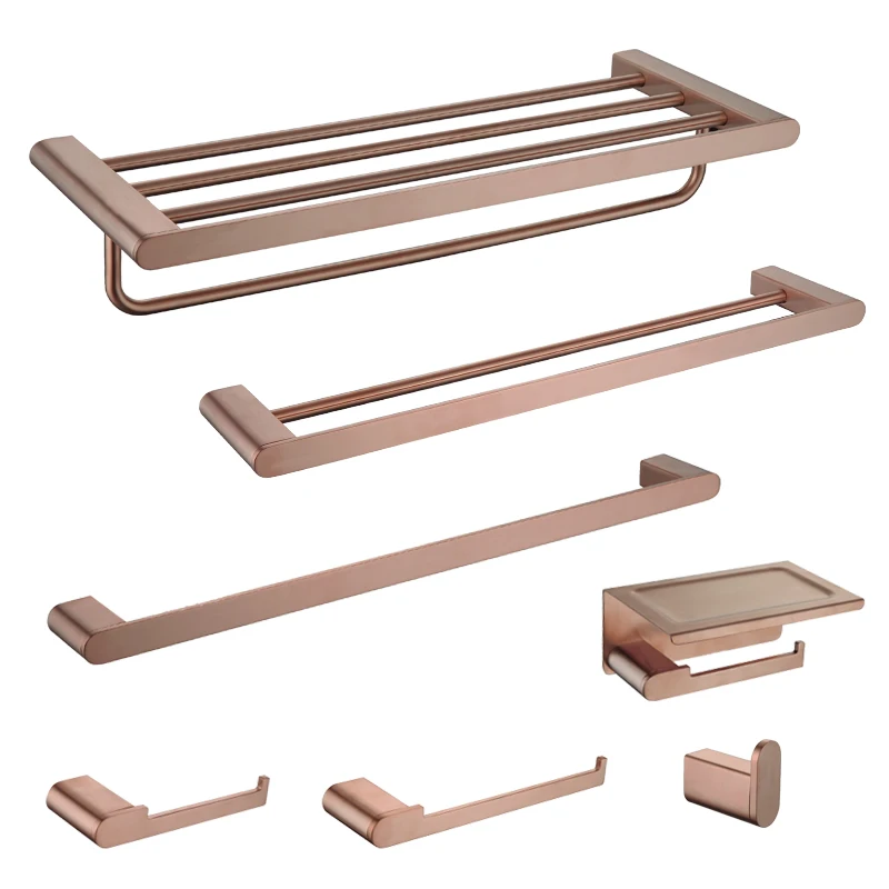

Brushed Rose Gold Towel Rack/Clothes Hook/Cup Holder/Soap Dish/Toilet Brush/Paper Towel Holder Bathroom Hardware Accessories