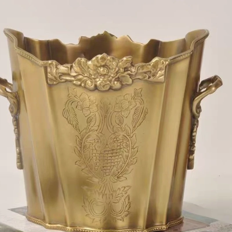 Indian pure yellow wine bucket ice bucket retro engraving American bar restaurant club wine set