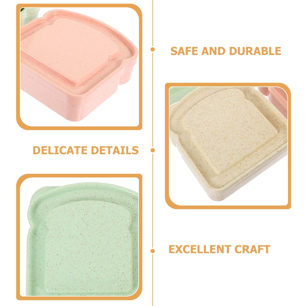 

3pcs Sandwich Boxes Bread Toast Storage Holders Leakproof Picnic Food Containers Fruit Dessert Lunch Box Kitchen Supplies
