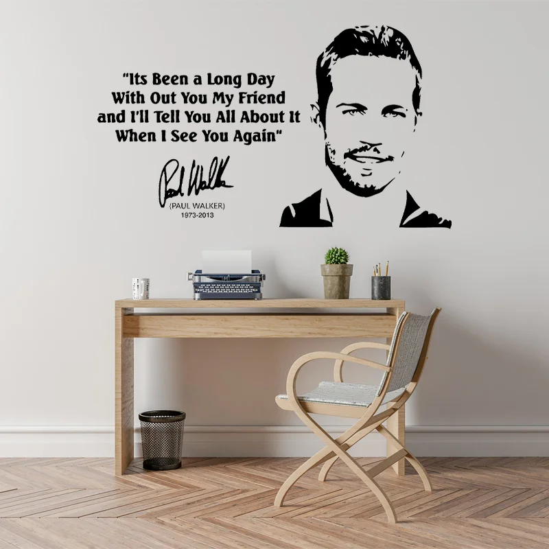 

Paul Walker Fast And Furious Movie Quote Sticker Wall Decal Home Decor American Actor See You Again Lyrics Decoration Mural B656