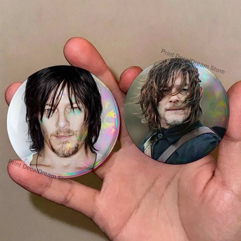 

Norman Reedus W-Walking D-Dead Brooches for Backpack Accessories 25mm,32mm,48mm,58mm,75mm Round Enamel Pins Cartoon Badge