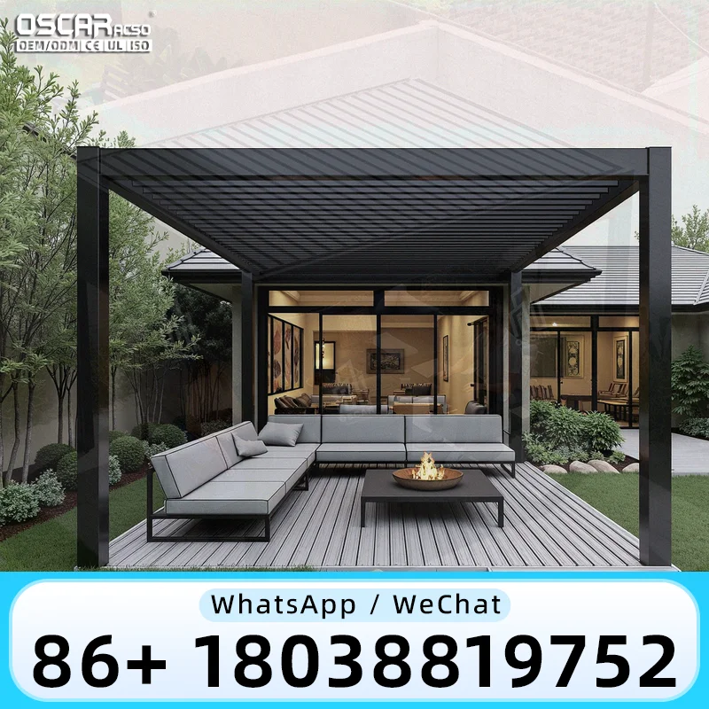 Outdoor Factory New Design Motorized Screen Roller Blinds Aluminium Louvre Roof Bioclimatic Pergola pergola