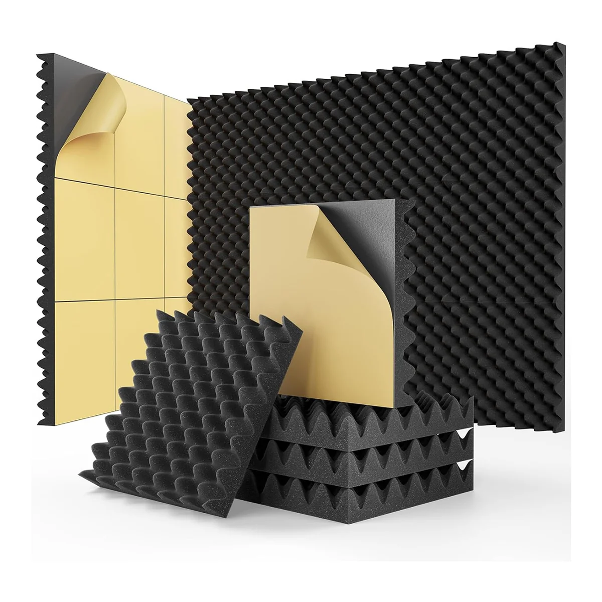 

24 Pack Self Adhesive Egg Crate Sound Proof Foam Panels 1x12x12Inch, Acoustic Foam for Home and Studios