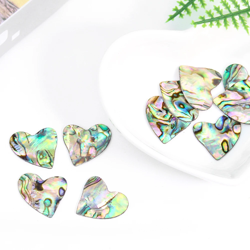 4pcs Abalone Shell Heart Patch Double-side sheet Paua Paper Home Decor Ornament Charms Woman Flatback Jewelry Making Accessory