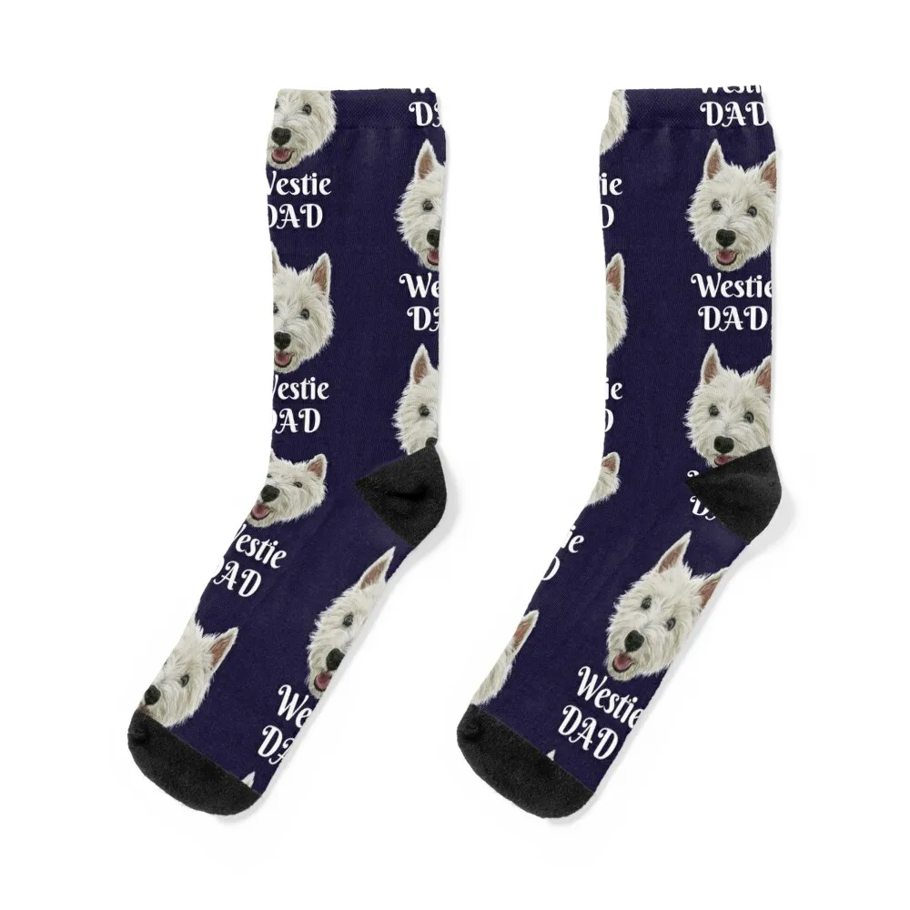 Mens Westie Dad Smiling West Highland Terrier Socks Run cotton Running winter gifts Socks For Women Men's