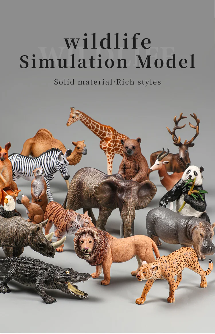 Montessori Wildtiere Modell Spielzeug Set – Löwe Elefant Antilope Actionfiguren Miniatur Zoo Figuren Pädagogisches Geschenk für Kinder – Detail 1