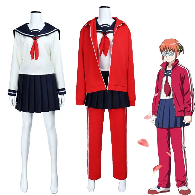

Halloween Gintama Kagura Cosplay School Uniform And Sailor Uniform Anime 3-Z Ginpachi Sensei Yato Clan Kagura's Costumes Leader