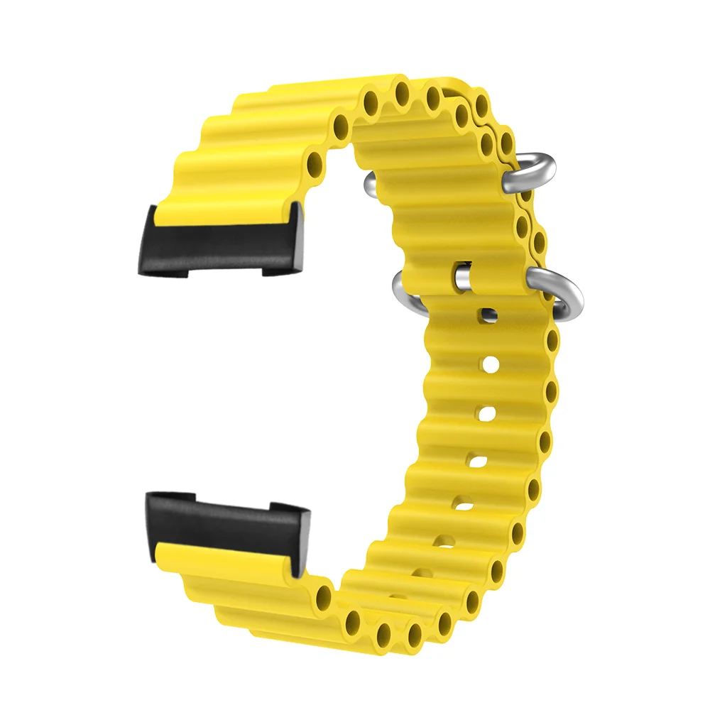 Pulseira de silicone de liberação rápida para fitbit charge3 charge4 charge5 fivela de aço inoxidável estilo oceano pulseira smartwatch amigável à pele