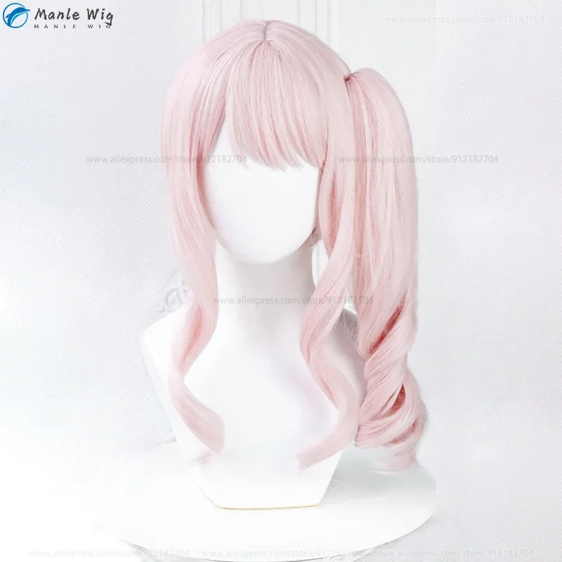 High Quality 45cm Akiyama Mizuki Cosplay Wig Anime Cute Pink Curly Ponytail Wig Heat Resistant Synthetic Wigs Halloween