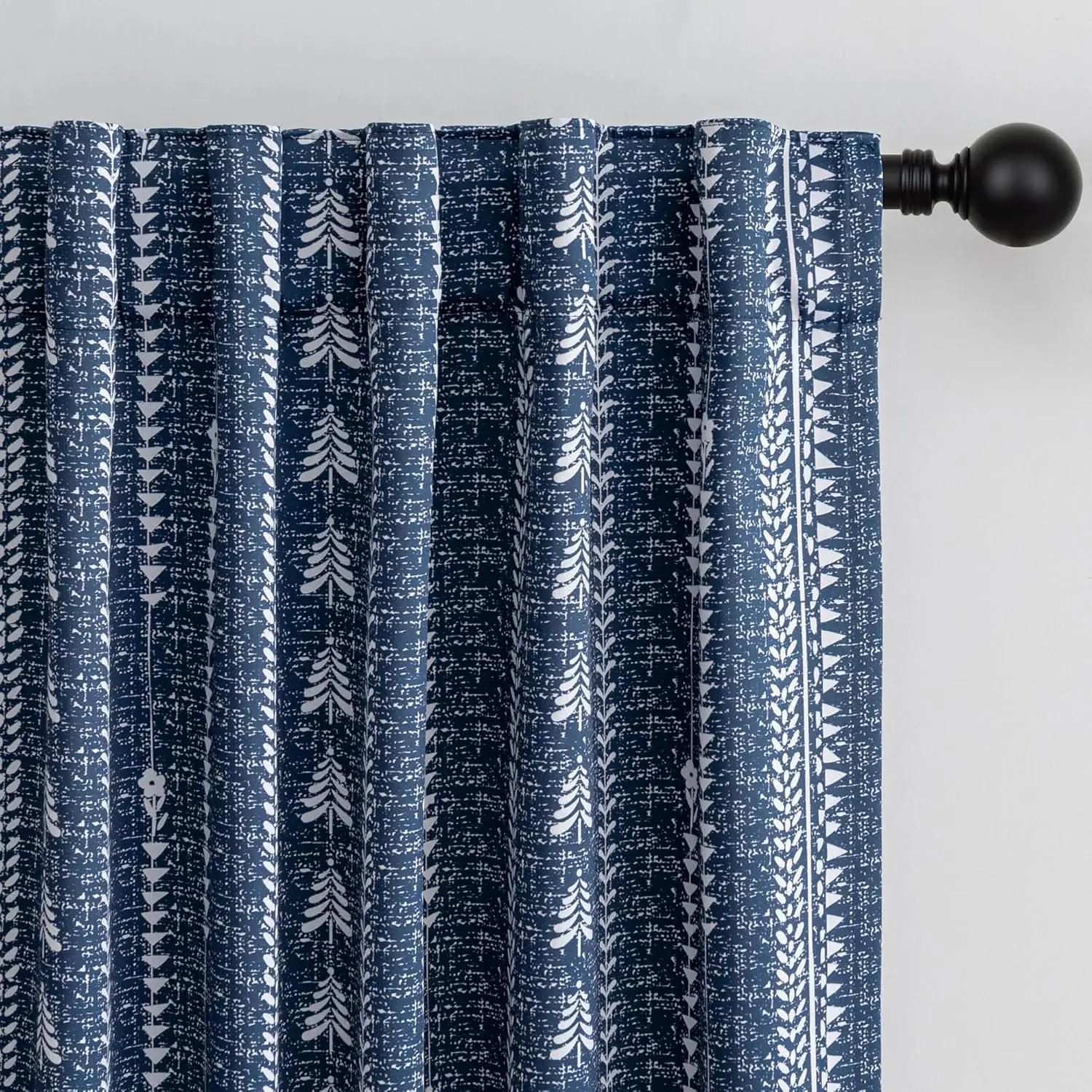 

Navy Blue Blackout Curtains 84 inch - Floral Printed Thermal Insulated Drapes for Bedroom, Back Tab, 50x84, 2 Panels