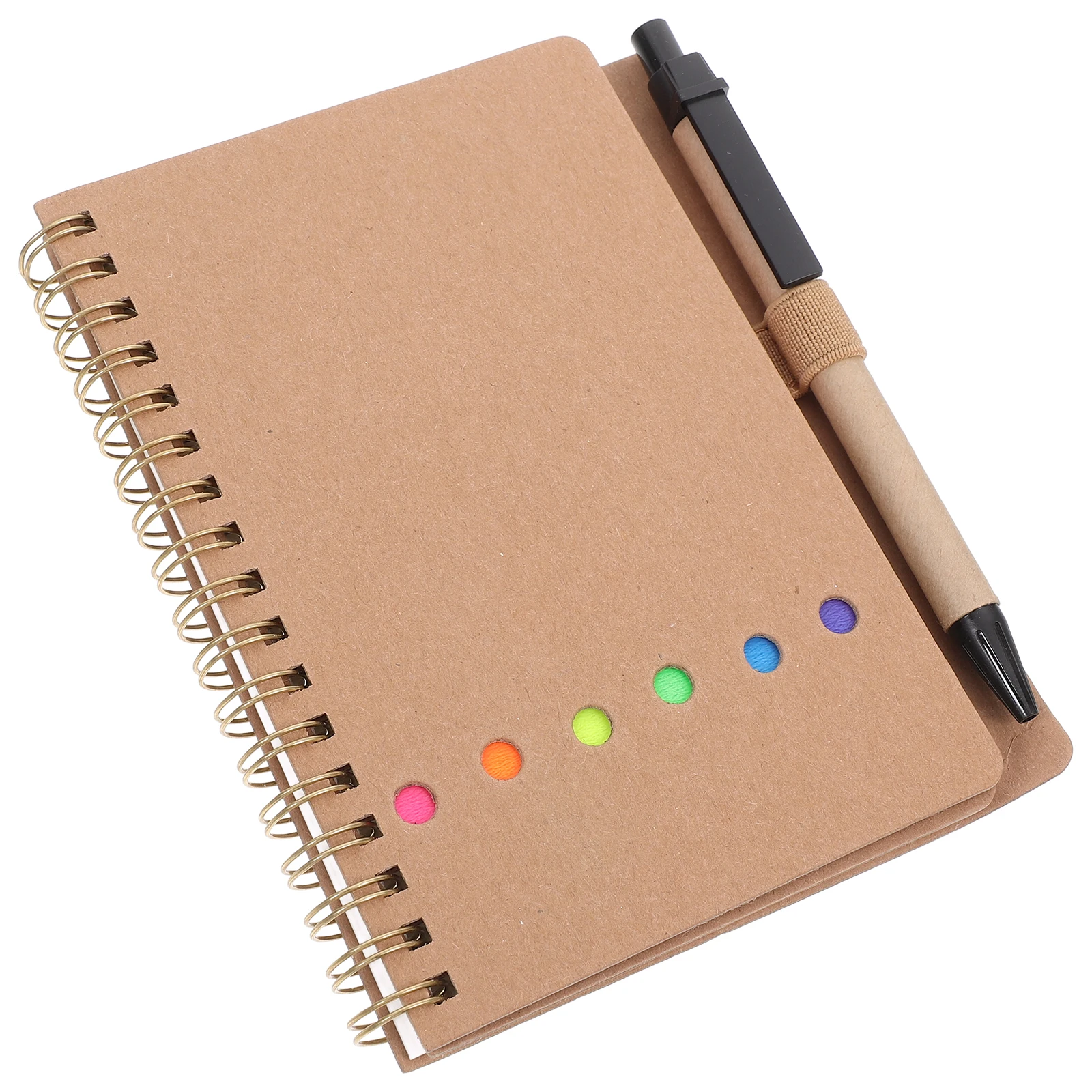 

Lined Spiral Pocket With Pen Holder Sticky Tabs Colored Paper Khaki For School Office Travel Journaling Writing Notepads Spiral