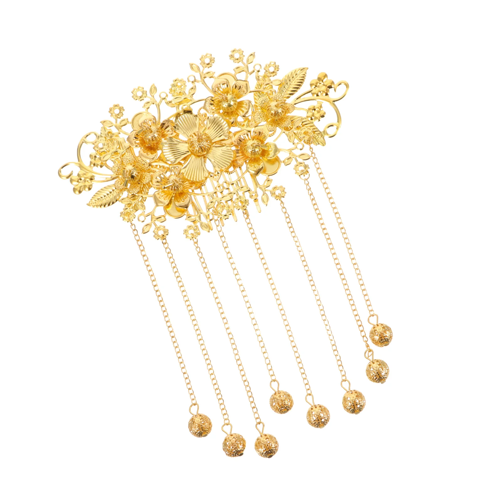 

Vintage Accessories Hairpin Comb Traditional Headdress Gold Flower Bridal Long Tassel Hairpins Metal Chinese Wedding