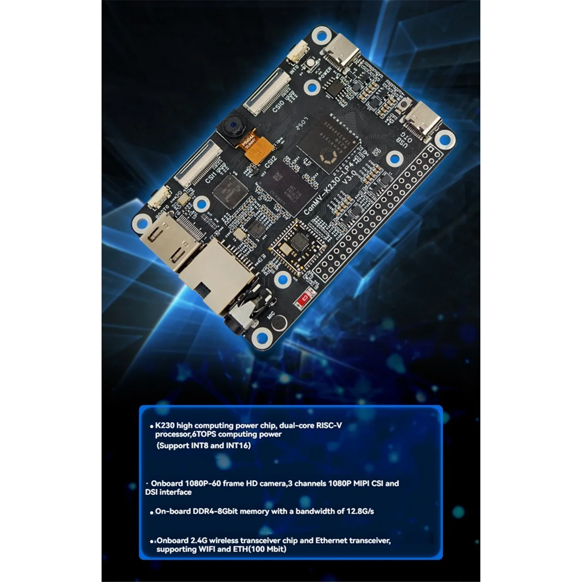 

CLCU CanMV-K230 AI Development Board Dual-Core RISC-V 6TOPS Vision Recognition Module for AI Vision Applications