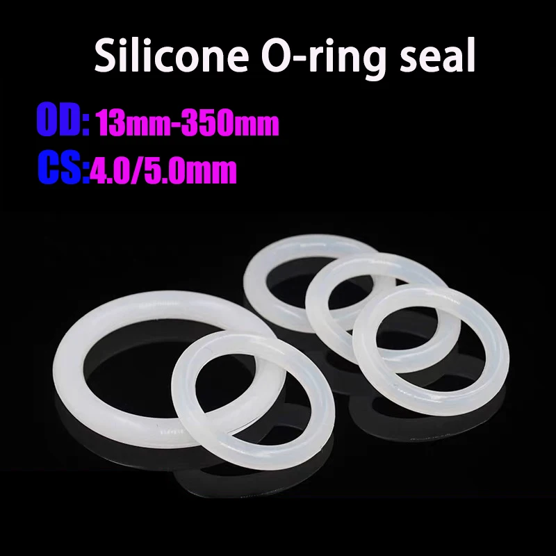 

VMQ CS 4.0mm/5.0mm White Silicone Oil Sealing Ring Piston Machine Gasket Food Grade Rubber Insulation Sealing O-ring OD 13-400mm