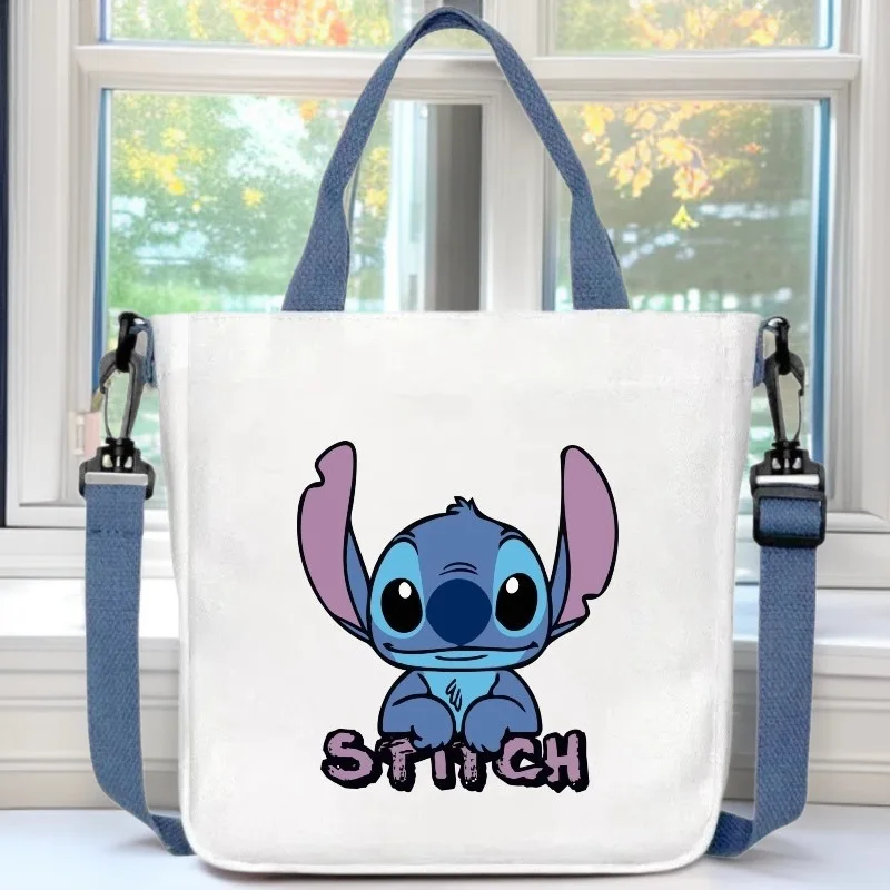 

Funny Disney Stitch Children Shoulder Bag Boys Girls Cartoon Tote Bag Canvas Handbag Anime Large Capacity Crossbody Pocket Gift