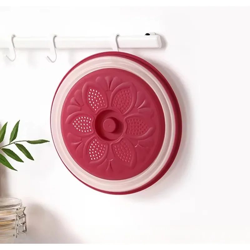1pc Microwave Oven Heating Cover Multifunctional Silicone Collapsible Food Cover Oil and Round Splash Proof Cover Kitchen Tools