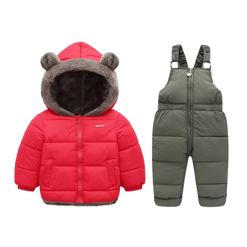 Baby Boy Girl Winter Clothing Set Kid Warm Outfits Hooded Down Jackets Child Outerwear Coats Romper Snowsuits Ski Suit Jumpsuit