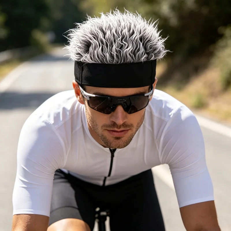 Men Short Spiked Synthetic Wig Beanie Skull Cap Hip Hop Cosplay Party Hat Sport Running Cycling Headband Headwear