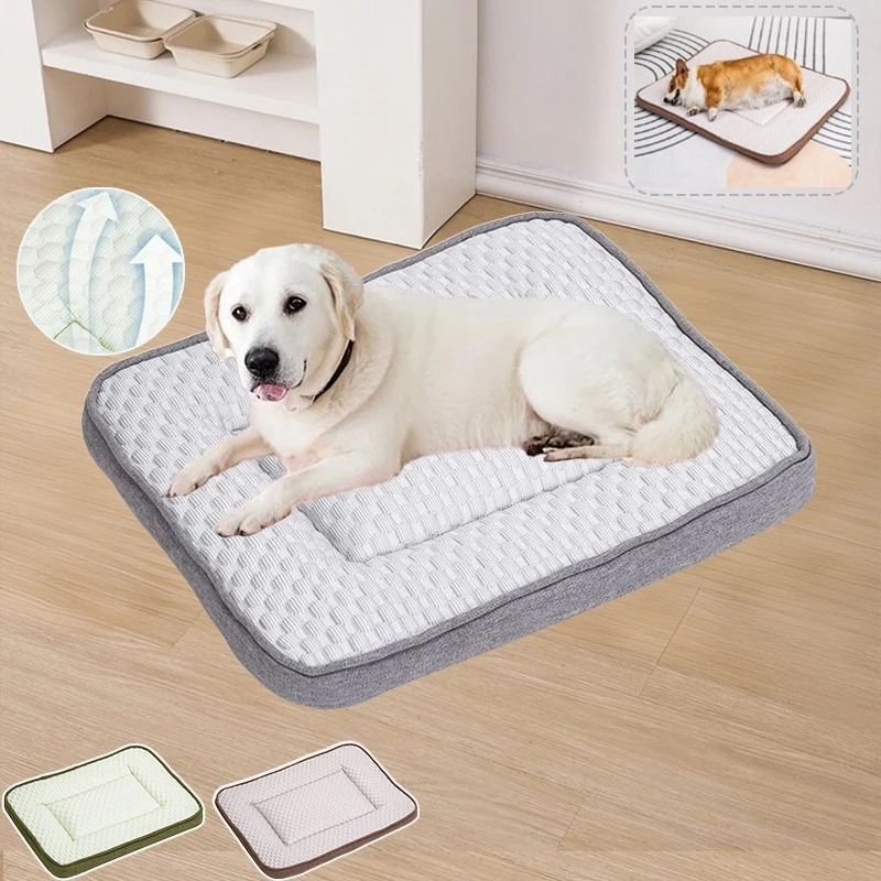 

Summer Cooling Pet Dog Mat Ice Pad Ice Silk Fabric Detachable Square Mat for Puppy Dogs Cats Pet Kennel Top Quality Cool Cold