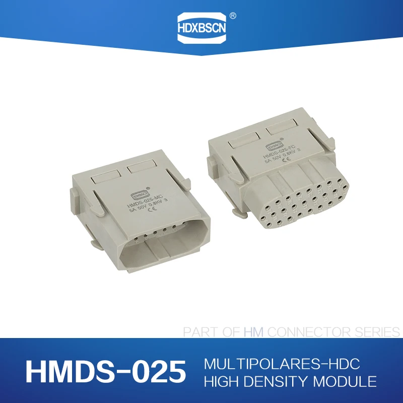 SOCKETS MULTIPOLARES-HDC SOCKETS RECTANGULAR HMDS-025 HEAVY DUTY CONNECTOR 25 PINS 4A 50V