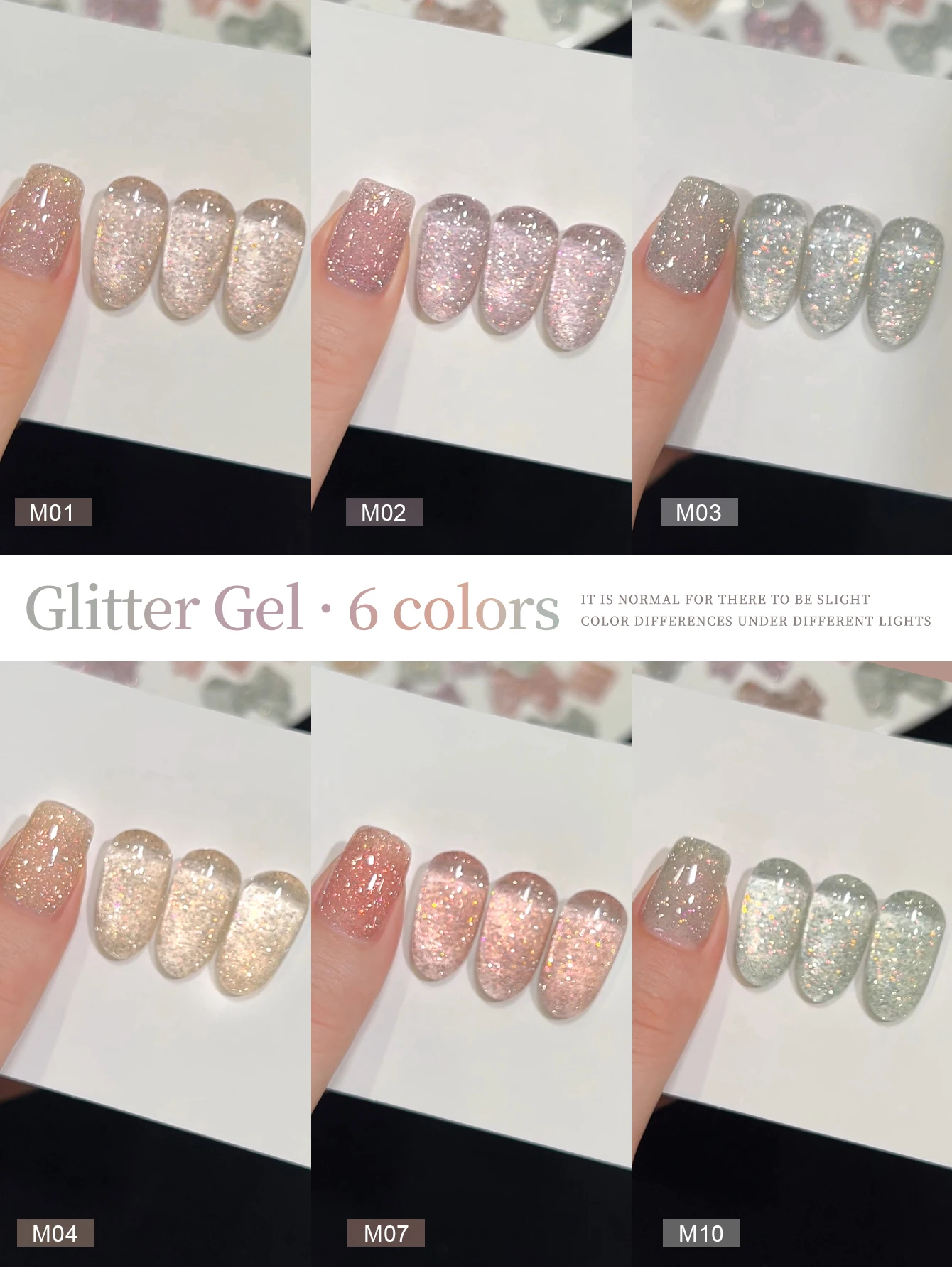 Diamant-Glitzer Nagelkunst 1/6 Stück 15ml Gel-Nagellack-Set UV-LED-Nagelgel für den Salon Damen-Nagelkunst-Werkzeuge Modisch Glamourös – Detail 7