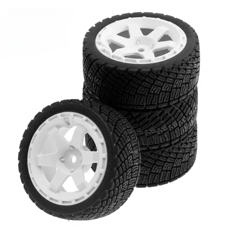 1/10 RC Rally Racing Wheels Tires On Road Car Rubber Tyres 12mm Hex for HPI KYOSHO Tamiya XV02 XV01 TA06 TT01 TT02 PTG2