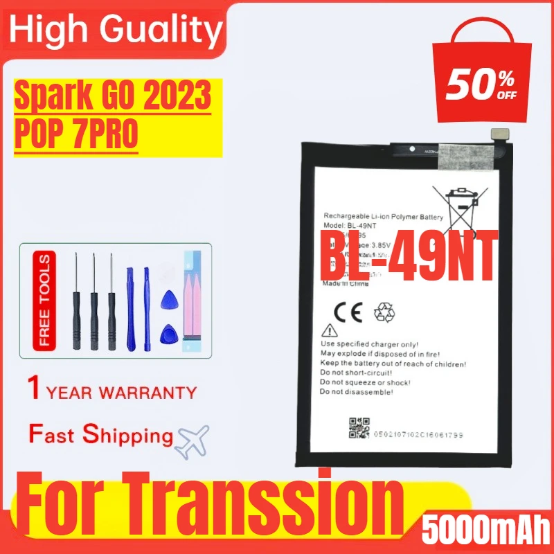 

BL-49NT for TECNO Transsion Spark GO 2023/POP 7PRO Mobile Phone Battery High Capacity Battery High Quality Replacement Bateria