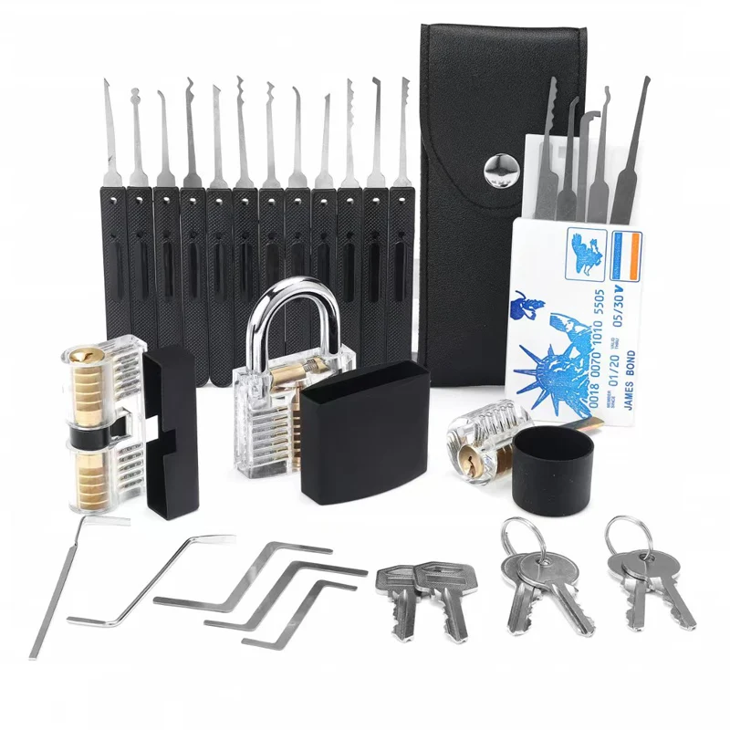 12pcs/More Lock Pick Set Locksmiths Supplies Broken Key Auto Extractor Remove Hooks Stainless Steel Transparent Locks Hand Tools