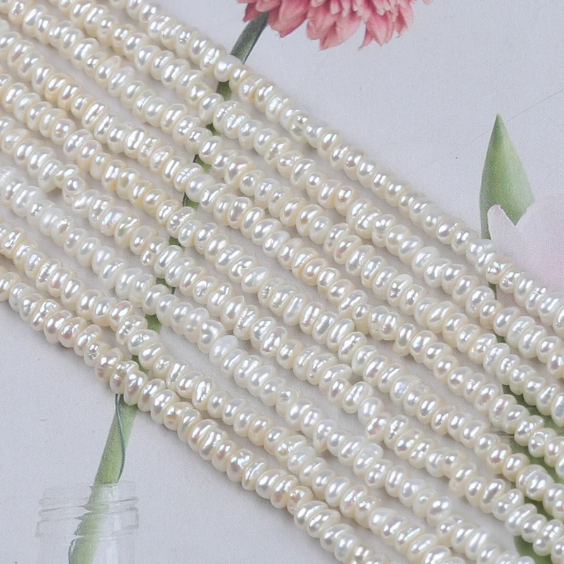 2024 China Manufactured Small Size 3-3.5mm White Natural Freshwater Button Beads Pearls