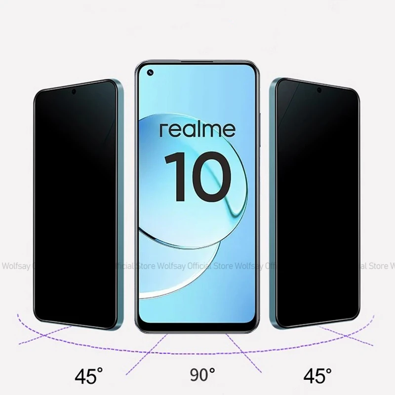 2/4PCS Privacy Screen Protector For Realme 10 4G Anti-Spy Tempered Glass Realme 10 4G Full Glue Privacy Phone Glass Realme 10 4G