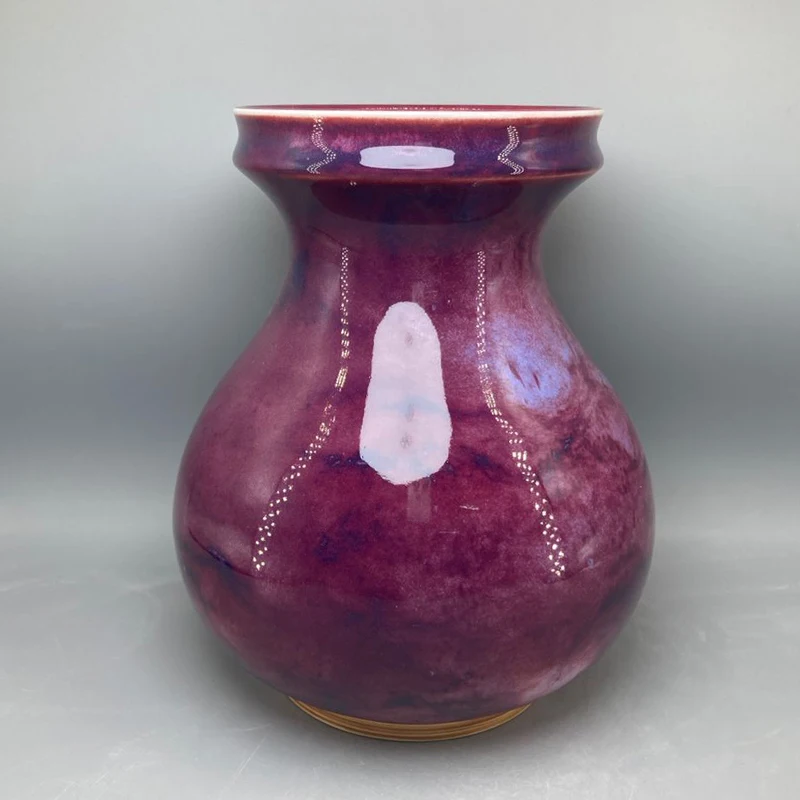 Jun porcelain vase Pankou big belly ceramic vase handicrafts decoration interior decoration with ice cracks open pieces