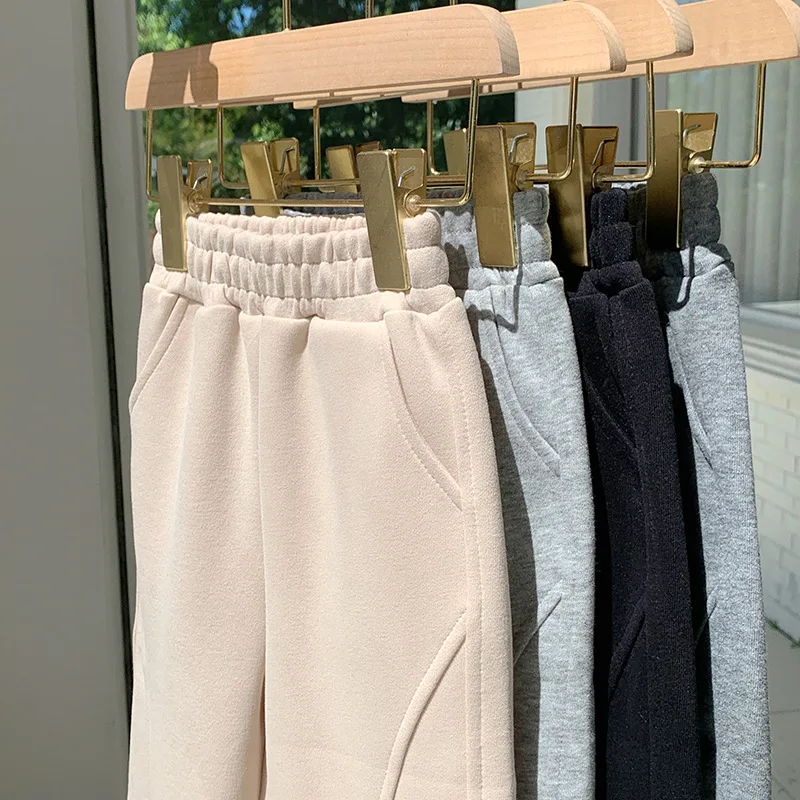 New Children\'s Sports Pants Korean Edition Versatile Casual Solid Color Trousers for Boys and Girls Autumn/Winter Wide Leg Pants
