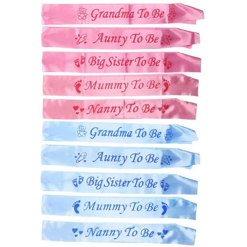 Baby Shower Sash Party Decoration Mom To Be/Grandma/Auntie/Nanny/Big Sister Sash Satin With Glitter Baby Shower Party Supplies