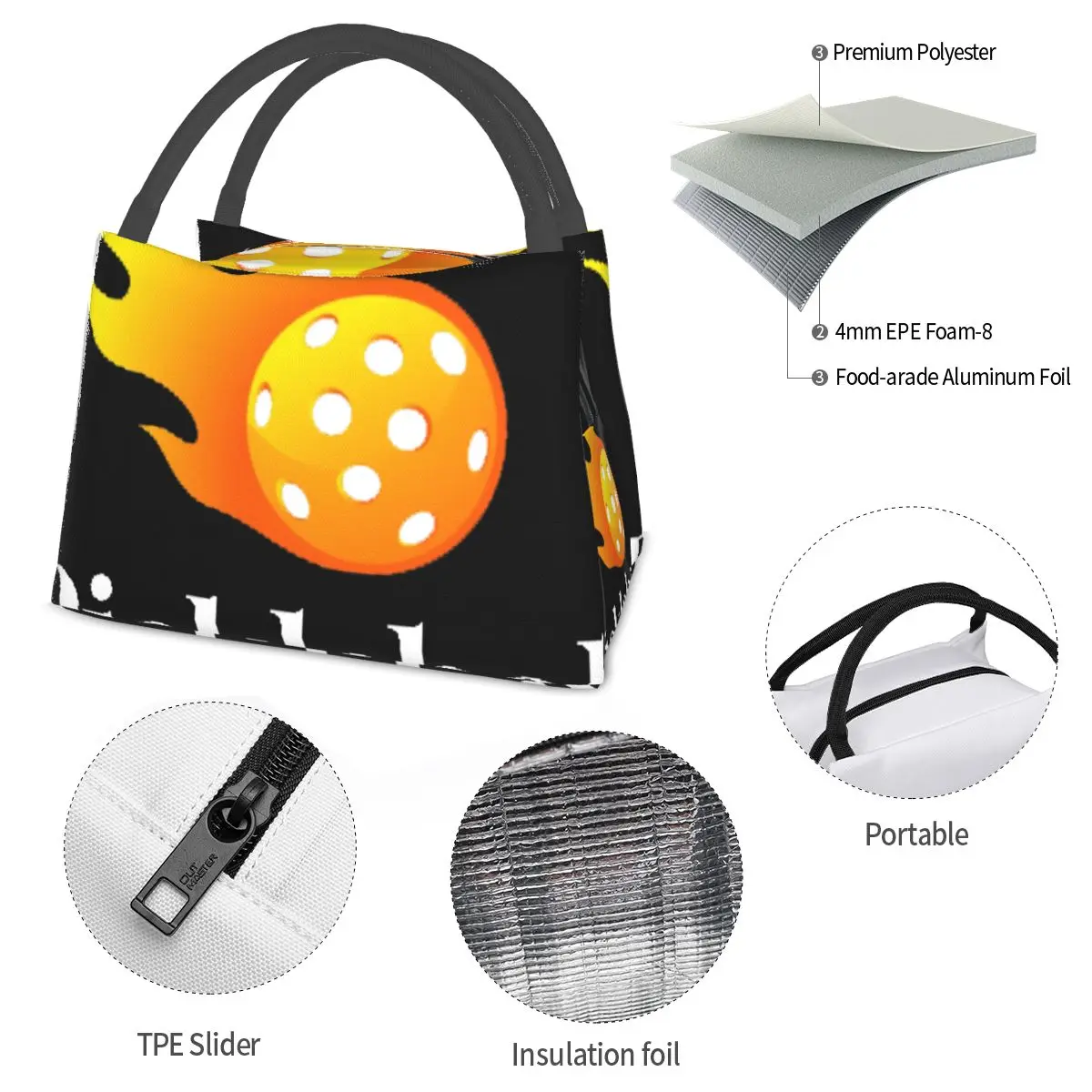 Pickleball Lover Enthusiasts Portable insulation bag for Cooler Thermal Food Office Pinic Container